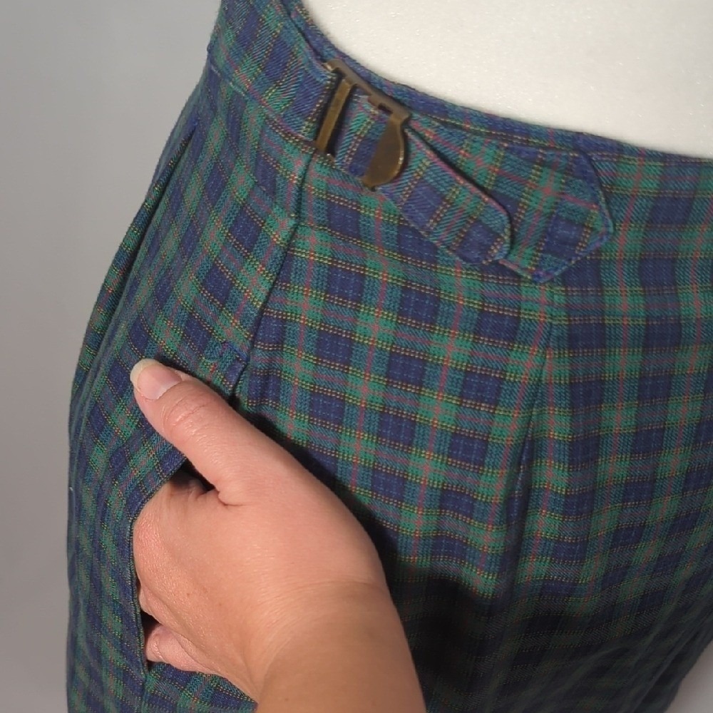 Vintage 80s 90s Nautica Tartan Plaid Green Blue Women's Skirt Midi Maxi Fall Med - Picture 6 of 16
